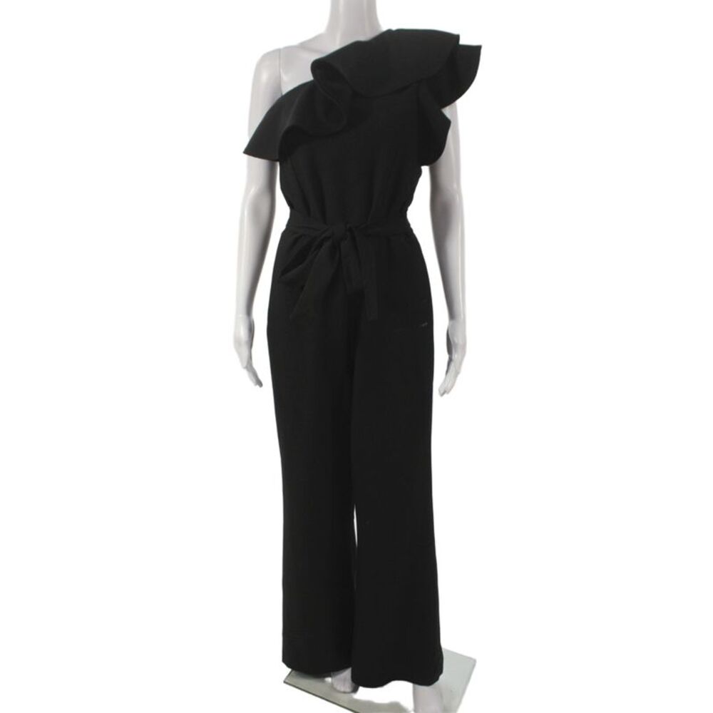 Karina Grimaldi Women Black One Shoulder Jumpsuit Sleeveless Size M